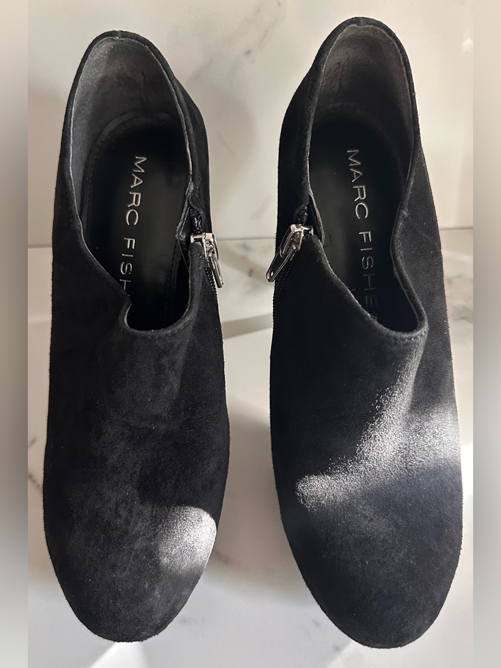 Marc Fisher Black Suede Zip Ankle Booties - Size 6